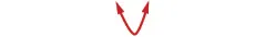 Two sleek red arrows curve upward to form a sharp 'V' shape, highlighting an ascent or choice against a minimalist white background. The design is simple yet conveys direction.