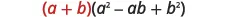 The algebraic identity for the sum of cubes: (a + b)(a^2 - ab + b^2).