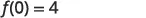 The mathematical equation f(0) = 4 is displayed in black text against a plain white background.