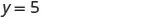 The mathematical equation 'y = 5' is displayed on a white background, indicating a constant value for the variable y.