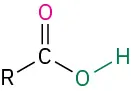 The structure of carboxylic acid in which the R group is bonded to the carbon of C O O H.