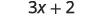 The mathematical expression '3x + 2' is displayed in black text against a white background.