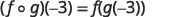 A mathematical expression showing the composition of two functions, f and g, evaluated at -3. The notation (f o g)(-3) is explicitly shown to be equal to f(g(-3)).