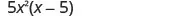 The mathematical expression 5x^2(x-5) is displayed against a white background.