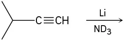 The figure shows a C5  terminal alkyne reacting with lithium and deuterated ammonia. 