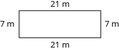 A rectangle 21 meters wide and 7 meters tall.