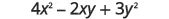 The image displays the mathematical expression 4x^2 - 2xy + 3y^2.