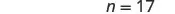 The text 'n = 17' is displayed on a white background.
