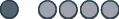 A dark blue circle stands alone, followed by four lighter grey circles in a row, all aligned horizontally on a white background.