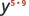 The image shows a mathematical expression with the letter 'y' in black, and a red exponent '5.9' directly above and to its right. The '5.9' appears slightly faded or lighter in color than the 'y'.