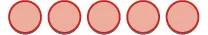 A row of five identical reddish-orange oval shapes, possibly representing beads or segments, aligned horizontally against a white background.