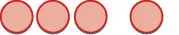 A row of five pale orange circles with red outlines on a white background, with a gap between the fourth and fifth circles.