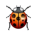 A close-up illustration of a ladybug with a red, black-spotted shell, six legs, and two antennae, shown on a white background.