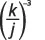 The mathematical expression (k/j) raised to the power of -3.