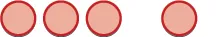 A minimalist graphic features five light red circles with dark red outlines. Four circles are closely spaced on the left, followed by a gap, and then a single circle on the right, all against a white background.
