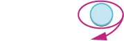 A light blue circle is encircled by a purple elliptical shape with an arrow indicating a clockwise rotation, all set against a white background.