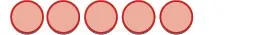 Five red oval shapes arranged horizontally on a white background, resembling a row of pills or beads.