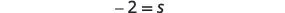 A minimalistic image displaying a mathematical equation: -2 = S.
