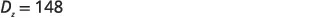 An image displaying the mathematical equation D subscript x equals 148 against a white background.