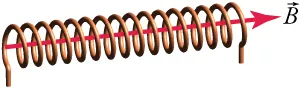 A coil with a magnetic field running through it.