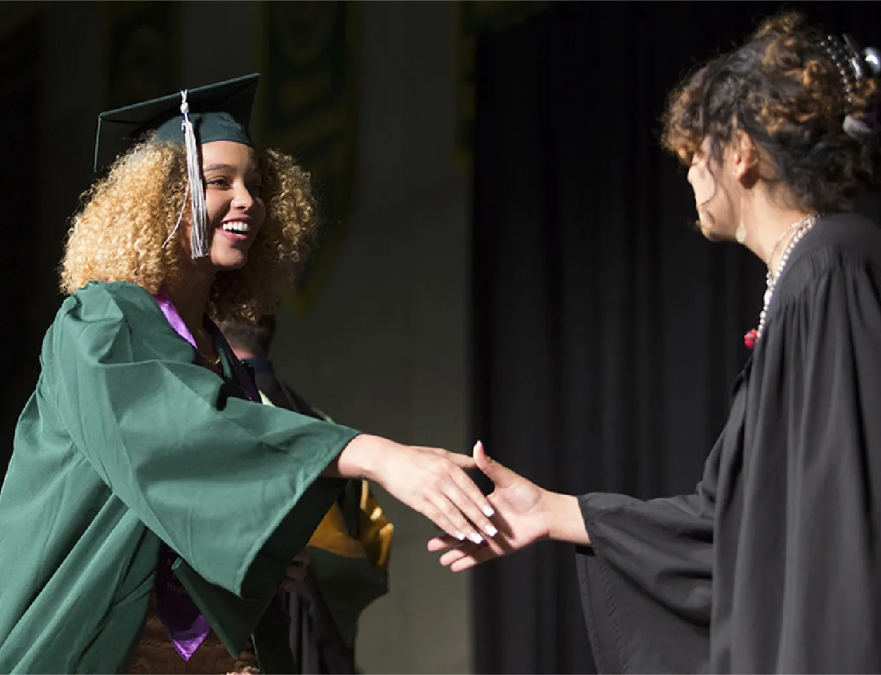 This is a photograph of students at their high school graduation ceremony