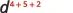 The image displays a mathematical expression with the letter 'd' as the base, and an exponent that is the sum of three numbers: 4, 5, and 2. The expression appears as d^(4+5+2).