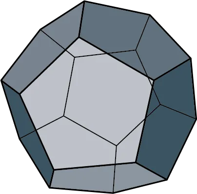 A 3D illustration of a truncated icosahedron, a polyhedron with pentagonal and hexagonal faces, rendered in shades of gray and blue.