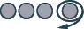 A circular arrow highlights one grey circle in a row of four, indicating focus or a looping action on that specific element.