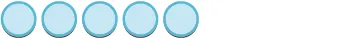 Five identical light blue circles are arranged in a horizontal row across a white background, suggesting a visual representation of a rating system or a step-by-step process.