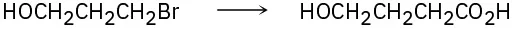 3-bromopropanol separated from 4-hydroxybutanoic acid by a reaction arrow.