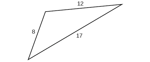 Un triángulo con lados 8, 12 y 17. Ángulos desconocidos.