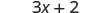 The mathematical expression '3x+2' is displayed in a clear, dark grey font against a plain white background.