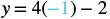 A mathematical equation, y = 4(-1) - 2, is displayed.