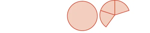 A solid orange circle is positioned next to a segmented orange shape depicting three-quarters of a circle, with one section slightly detached.