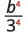 A mathematical expression displaying b to the power of 4 divided by 3 to the power of 4, with both exponents in red. It can also be interpreted as the fraction b/3 raised to the power of 4.
