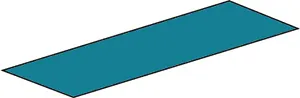 An abstract image showing a single teal-colored parallelogram shape. The shape is outlined in black and is oriented diagonally across a plain white background, appearing as if viewed from an elevated perspective.