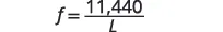 A mathematical formula is shown with f equals to a fraction, where the numerator is 11,440 and the denominator is L.