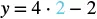A mathematical equation 'y = 4 * 2 - 2' is displayed, with the second '2' highlighted in a light blue color.