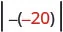 The absolute value of negative twenty, prefixed by a negative sign.