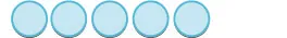 Five light blue, semi-transparent ovals in a neat row on a white background, resembling water droplets or bubbles.
