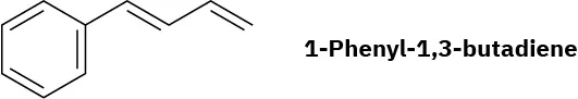 1-Phenyl-1,3-butadiene contains a benzene ring.one carbon of which is bonded to a 4-carbon chain, in which C 1 is double bonded to C 2 and C 3 is double bonded to C 4.