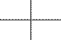 A blank Cartesian coordinate system with clearly defined horizontal x-axis and vertical y-axis, both featuring small tick marks along their lengths. The two axes intersect at the origin, dividing the plane into four quadrants.