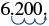 The number 6.200 is shown with three blue curved arrows pointing left under the digits '200', visually representing a three-place decimal shift or counting of digits.