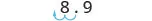 8.9, with an arrow the decimal place showing the decimal point being moved two places to the left.