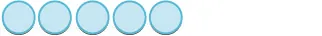 Five identical light blue circles are arranged in a horizontal line against a plain white background, appearing as simple, evenly spaced graphic elements.