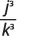 A mathematical expression displaying a fraction with 'j' cubed in the numerator and 'k' cubed in the denominator.