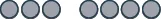 Two distinct groups of dark-outlined gray circles are displayed on a white background: a set of three on the left and a set of five on the right.
