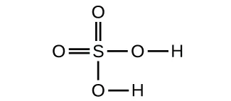 Figure D shows a sulfur atom forming double bonds with two oxygen atoms and single bonds with two oxygen atoms. Two of the oxygen atoms form a single bond with a hydrogen atom.
