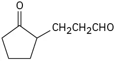 The structure of cyclopentanone with C H 2 C H 2 C H O on second carbon.