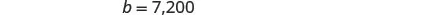 A simple mathematical equation 'b = 7,200' is displayed in the center of a white background.